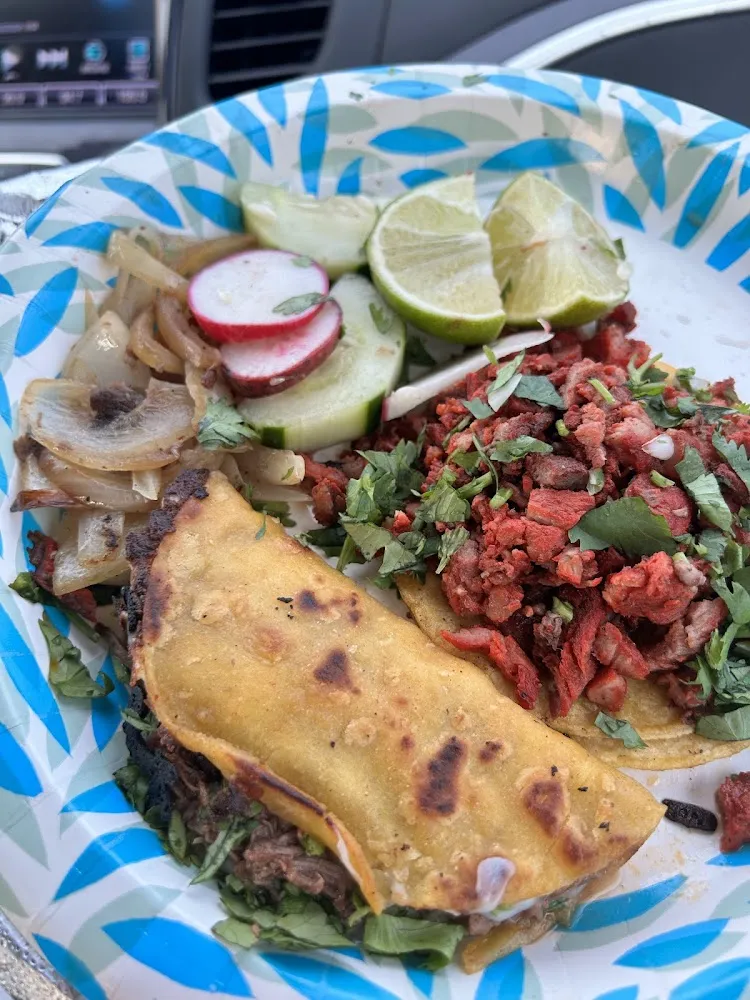 Birria Shredded Beef Taco and Pork Taco
